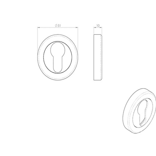 Loops 51mm Euro Profile Escutcheon Chamfered Edge Concealed Fix Satin Nickel 2