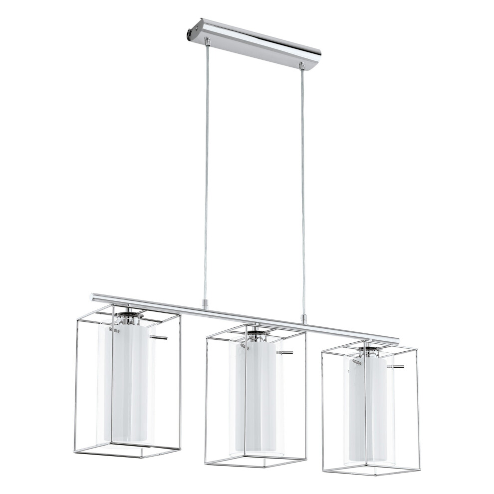 Loops Pendant Colour Chrome Shade Clear Glass Satin Glass Bulb E27 3X60w Light/White