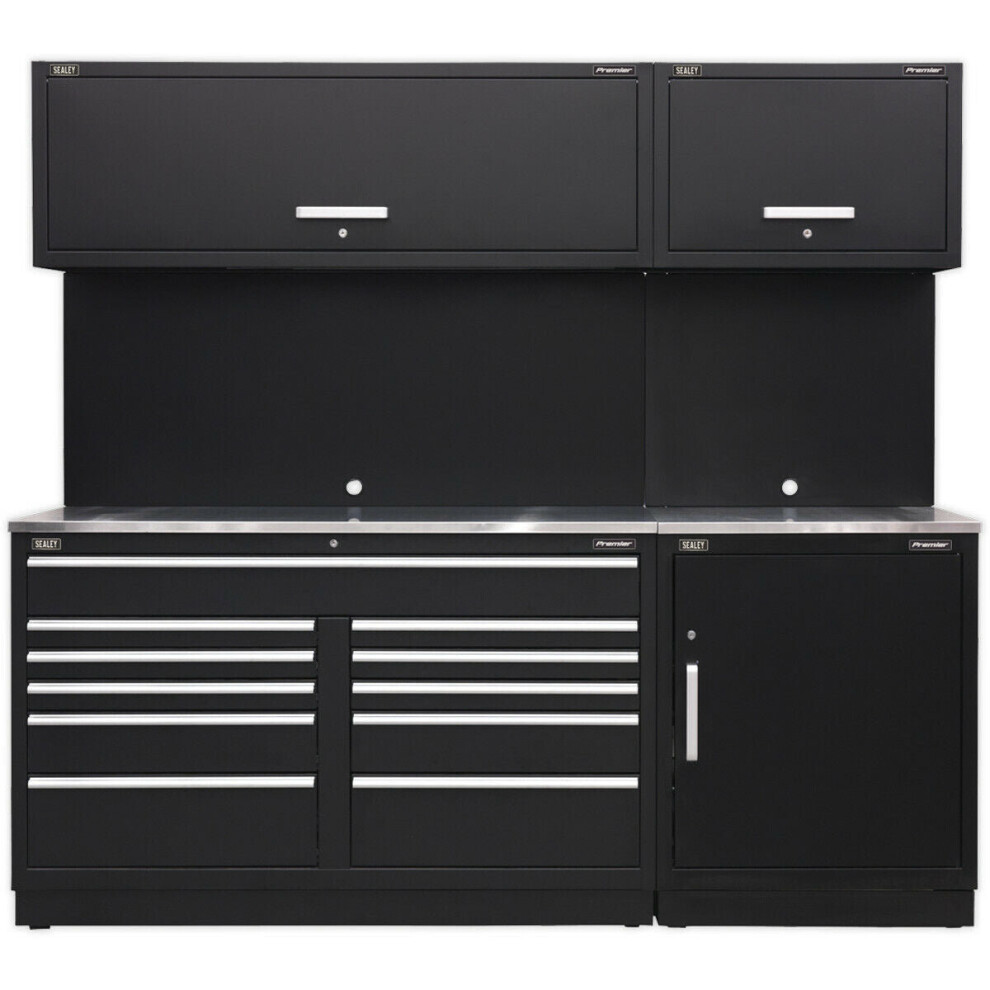 All-in-One 2.3m Garage Storage System - Modular Units - Stainless Steel Worktop