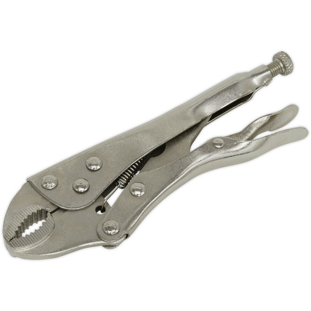 175mm Curved Locking Pliers - Drop Forged Steel - Serrated Adjustable Jaws