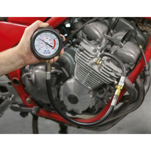 Loops 6 Piece Petrol Engine Compression Tester - 300psi Gauge - Flexible Extension 2