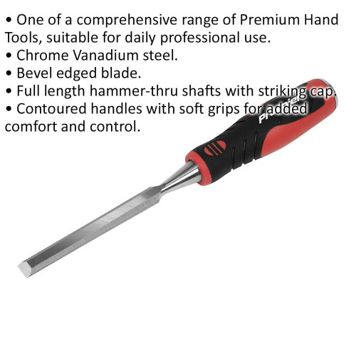Loops 10mm Hammer-Thru Wood Chisel - Bevel Edged Blade - Chrome Vanadium Steel 1