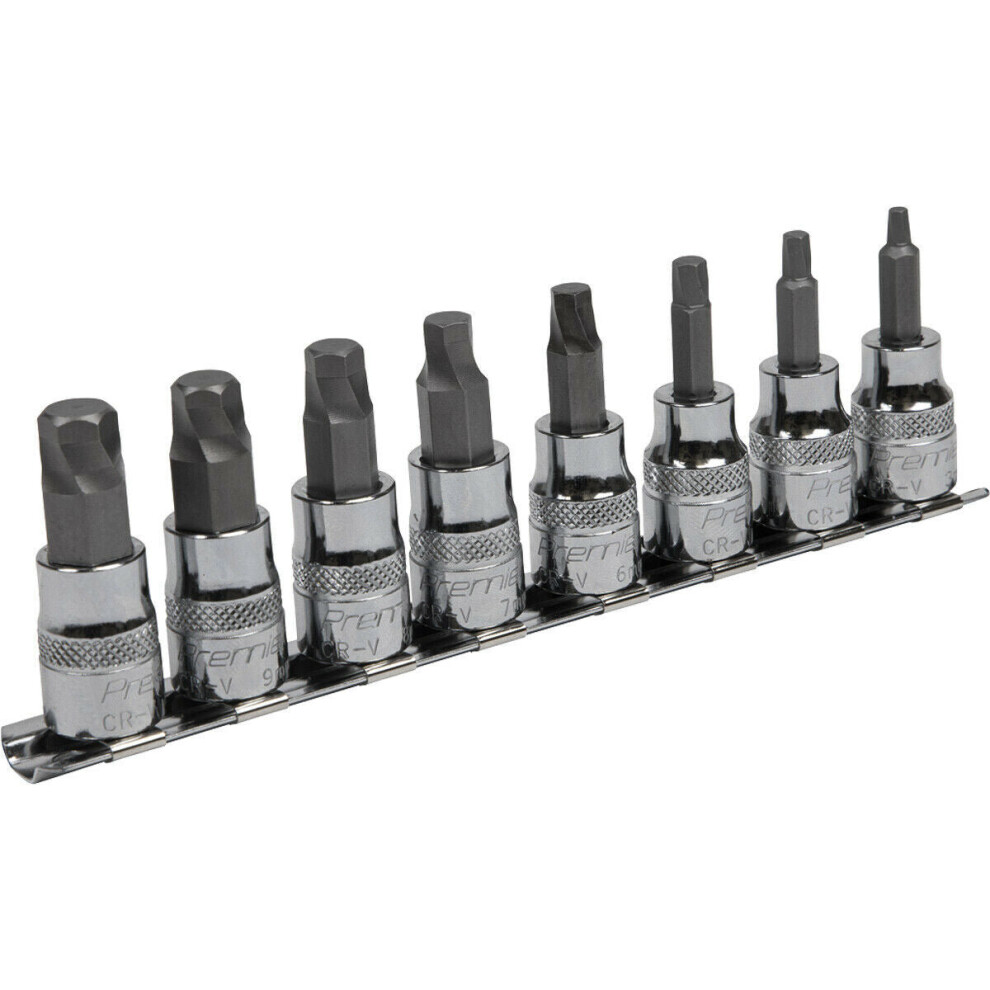 8Pc Metric Hex Key Socket Bit Set - 3/8" Square Drive - Damaged & Stripped Bolts