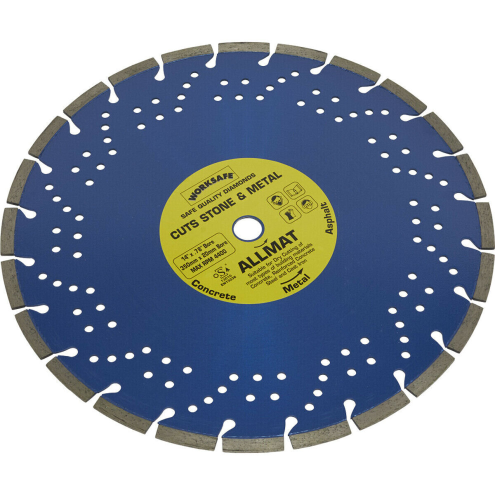 Platinum Allmat Diamond Blade - 350mm Diameter - 20mm Bore - Stone & Metal