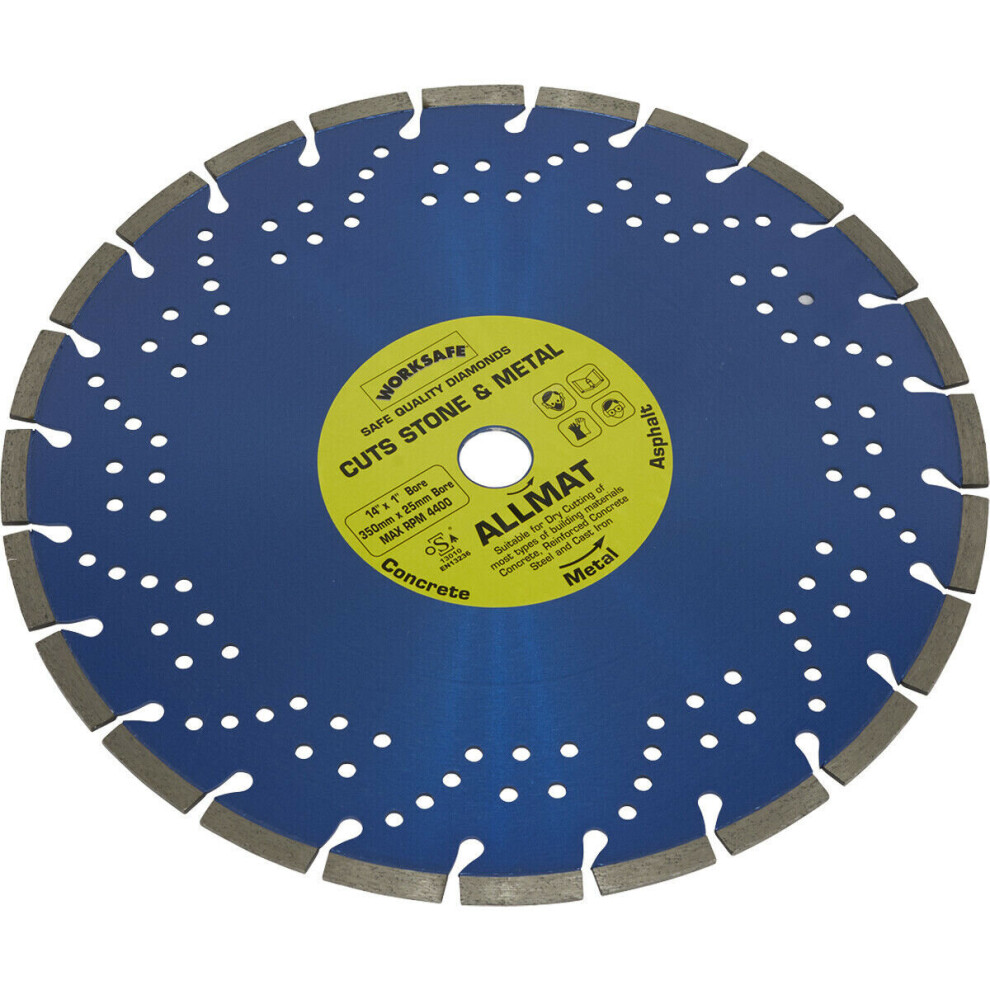 Platinum Allmat Diamond Blade - 350mm Diameter - 25mm Bore - Stone & Metal