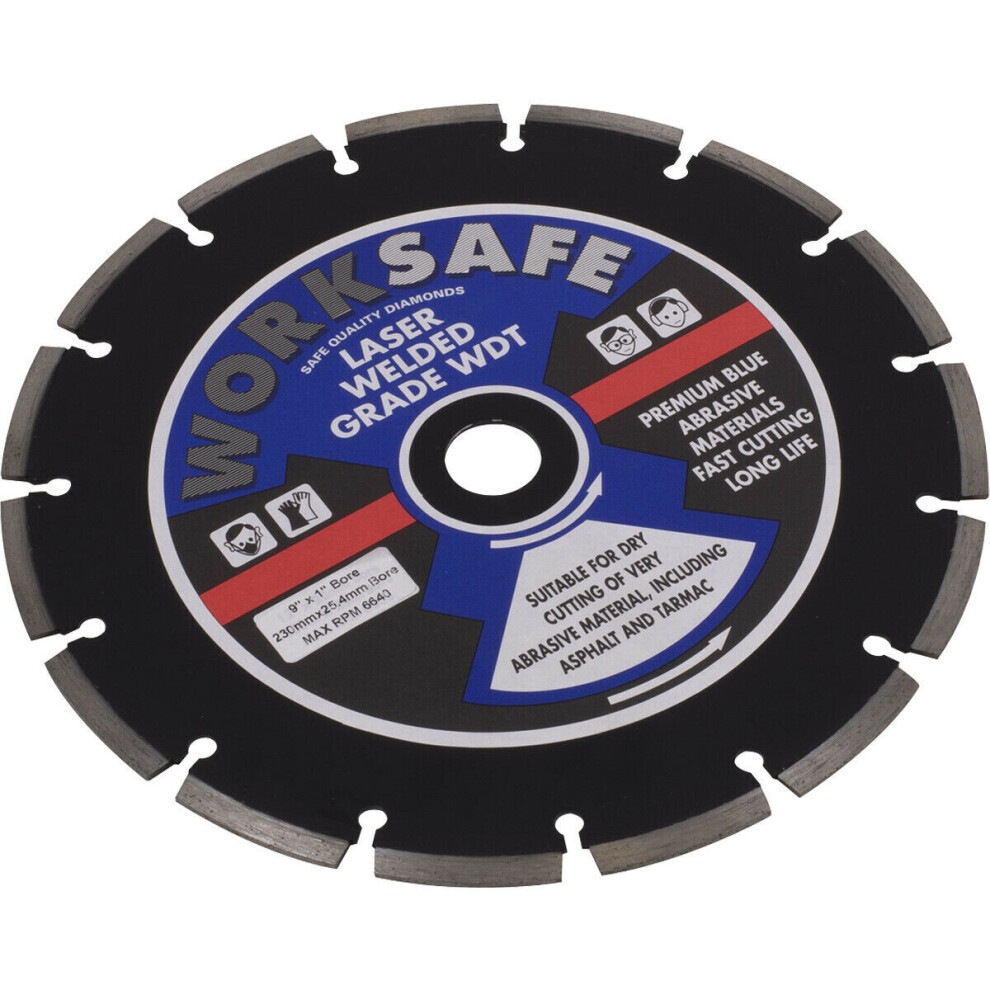 Diamond Cutting Blade - 230mm Diameter - 22mm Bore - Asphalt & Tarmac Cutting