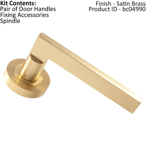 Loops PAIR Straight Plinth Mounted Handle on Round Rose Concealed Fix Satin Brass 1