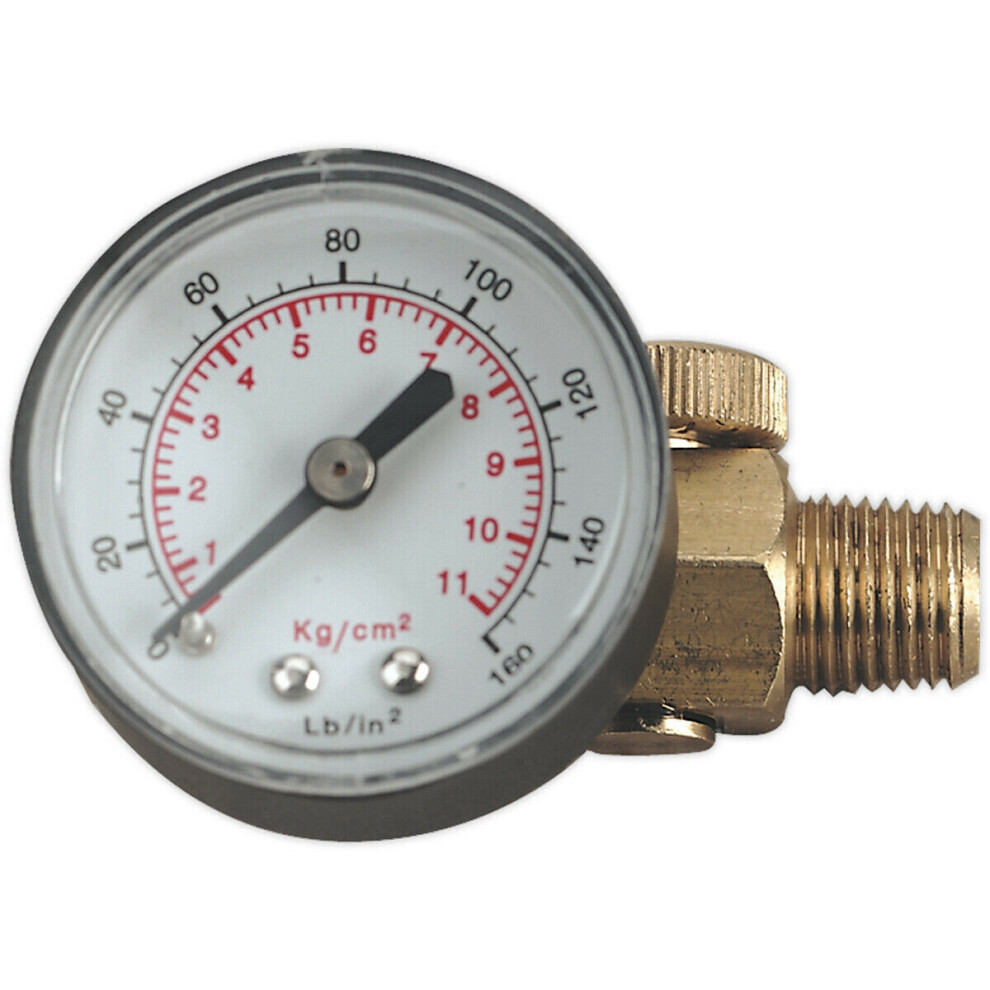 Loops On-Gun Air Pressure Regulator Gauge - 0 To 160Psi - Spray Gun Airbrush Adapter