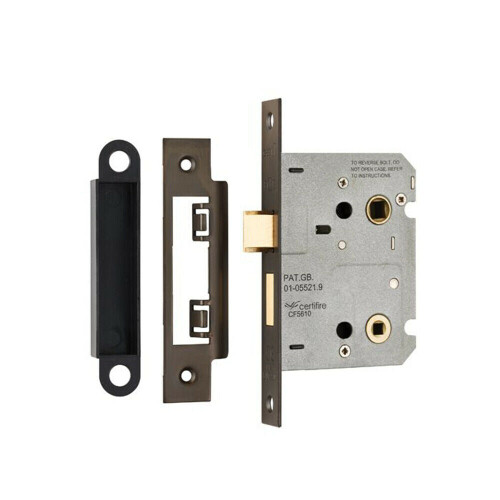 Loops Locking Bathroom Door Sashlock Latch Square Forend 76mm Matt Bronze 2