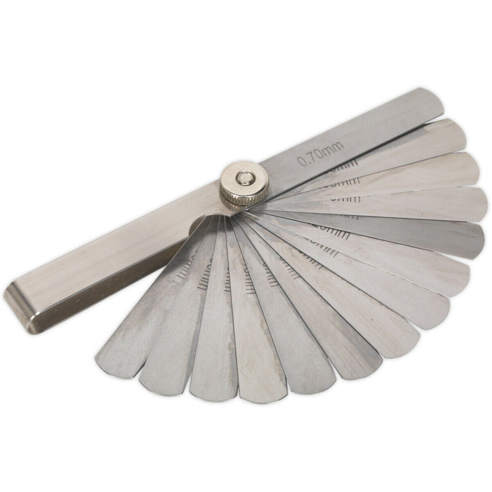 Loops 15 Blade Feeler Gauge - 0.06Mm To 0.70Mm - 75 X 13Mm Blades - Metric Graduated