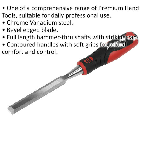 Loops 16mm Hammer-Thru Wood Chisel - Bevel Edged Blade - Chrome Vanadium Steel 1
