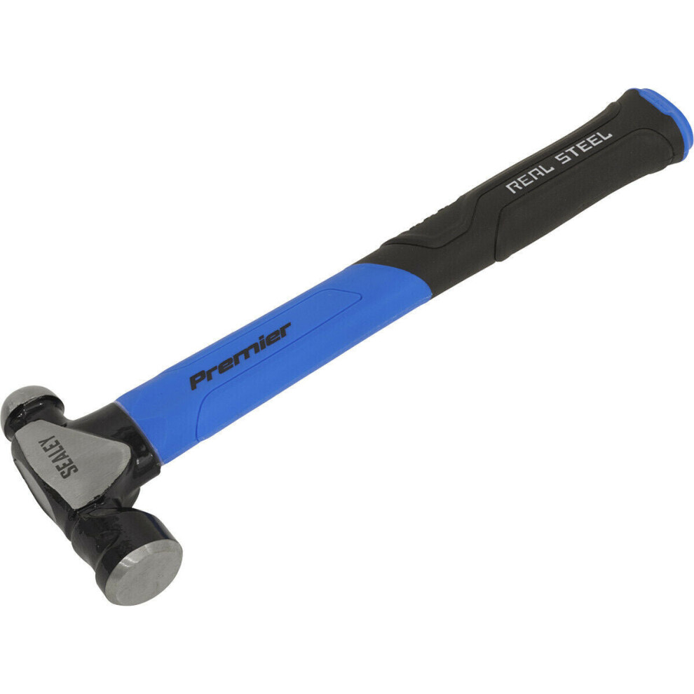 16oz Ball Pein Hammer - Fibreglass Shaft - Drop Forged Steel - Rubber Grip