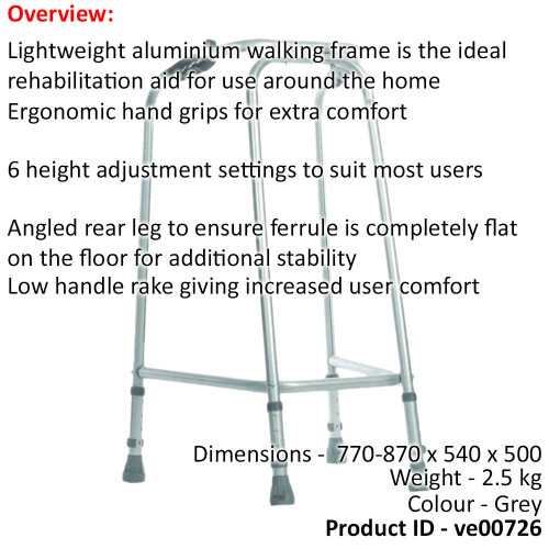 Loops Ultra Narrow Lightweight Walking Frame - Slim Design - 490mm Width - Medium 1