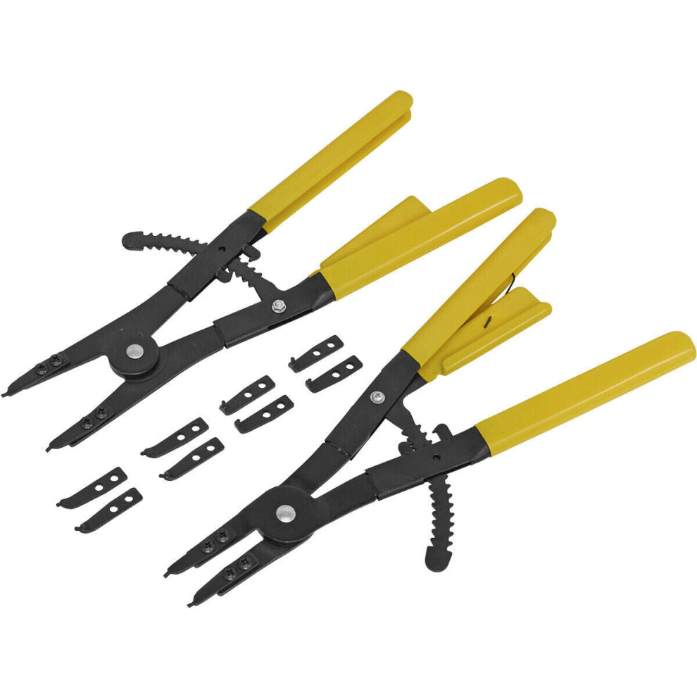 Loops 400Mm Circlip Pliers Set - Internal & External - Interchangeable Tips Pvc Grip