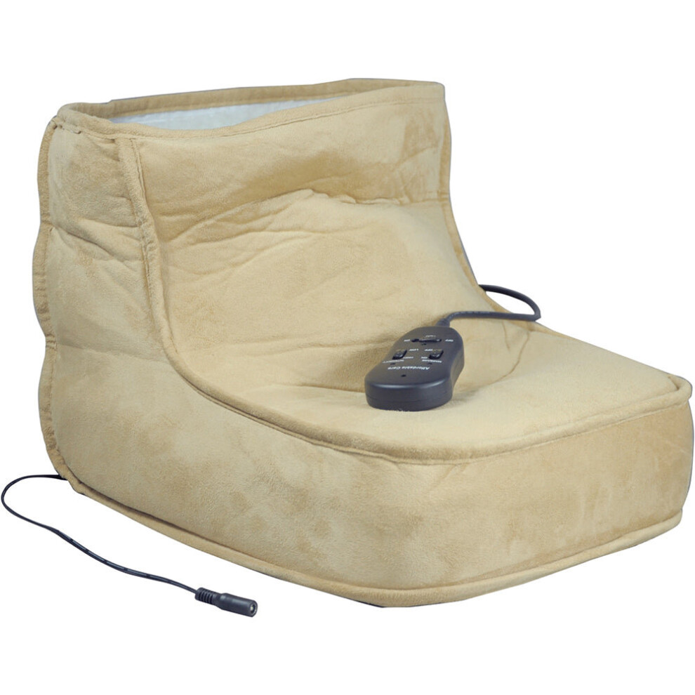 Dual Speed Electric Foot Massager - Beige Micro Suede Exterior - Remote Control