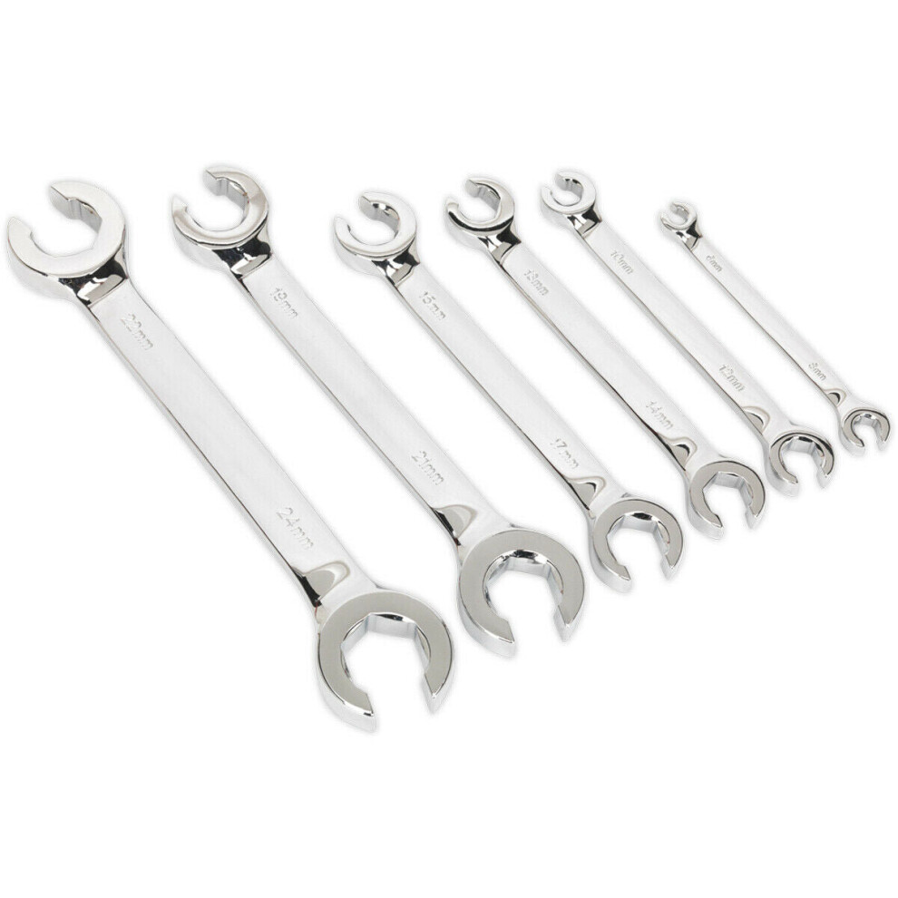 6 Pack Flare Nut Spanner Set -Compression Joint Wrench / Crow Foot Brake Spanner 5056581904997