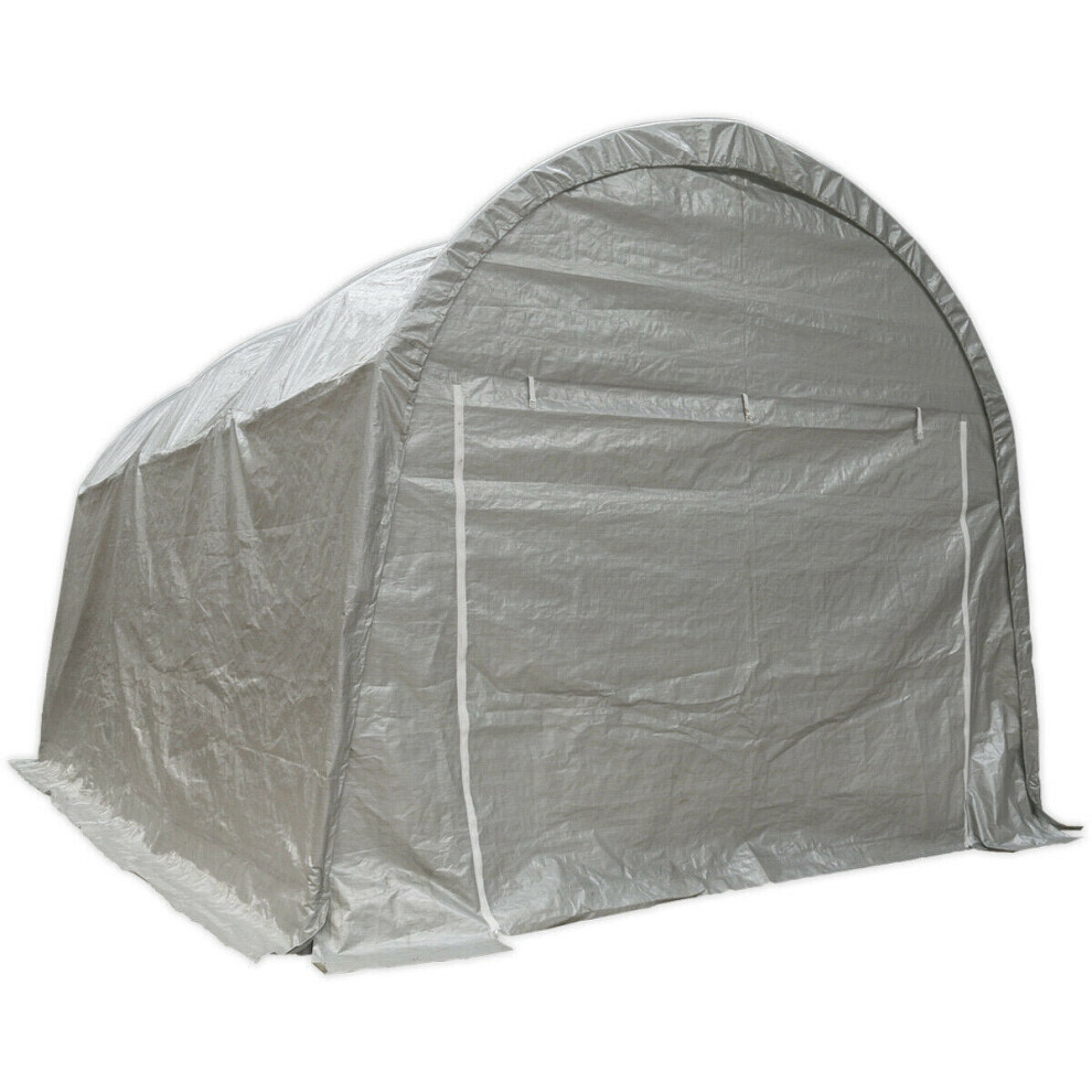 Dome Roofed Car Port Shelter - 4m x 6m x 3.1m - Heavy Duty Tarpaulin - Zip Door
