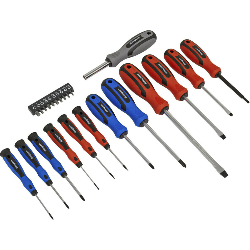 23 PACK Premium Soft Grip Screwdriver Set & Storage Case - Slotted Phillips POZI