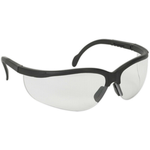 Loops Wraparound Safety Spectacles - Clear Anti Scratch Lens - Adjustable Length Arms
