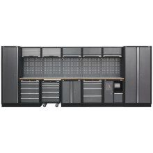 All-in-One 4.9m Garage Storage System - Modular Units - Pressed Wood Worktop