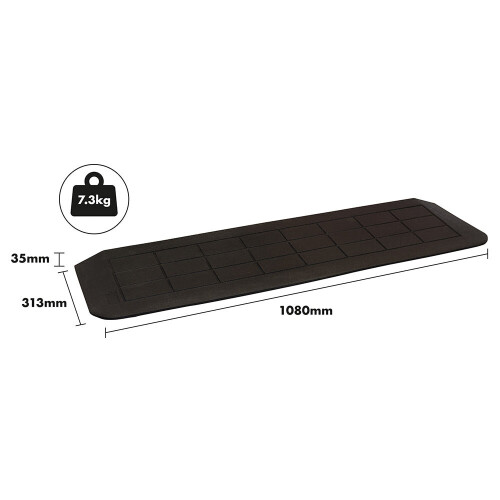 Loops Threshold Edge Slip Resistant Rubber Ramp - 30 x 1080 x 310mm - Easy Install 2