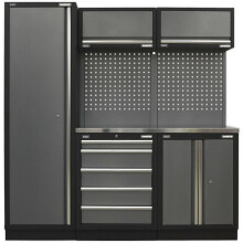 Garage Storage System Unit - 1960 x 485 x 2000mm - 38mm Stainless Steel Worktop