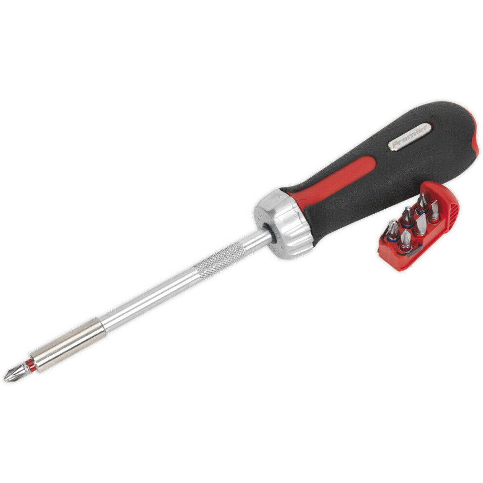 Loops 8 Pack Fine Tooth Ratchet Screwdriver Set - S2 Steel Bits - Integral Storage