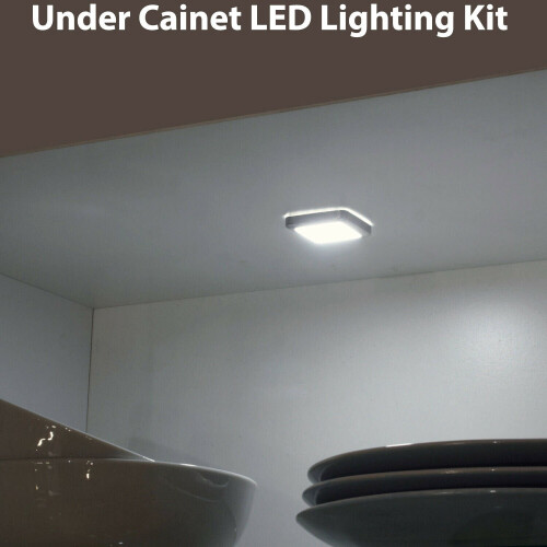 Loops Square LED Plinth Light Kit 5 WARM WHITE Spotlights Kitchen Bathroom Floor Panel 1