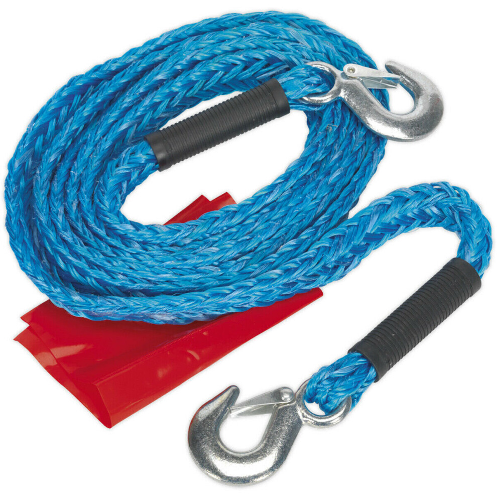 4m Heavy Duty Tow Rope - 2000kg Rolling Load Capacity - Easy Fit Metal Hooks