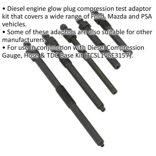 Loops Diesel Compression Adaptor Kit - Glow Plug Tester - For Ford Mazda & PSA 1