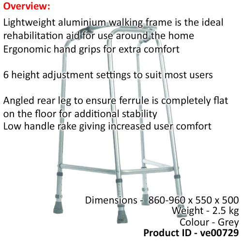 Loops Ultra Narrow Lightweight Walking Frame - Slim Design - 490mm Width - Large 1