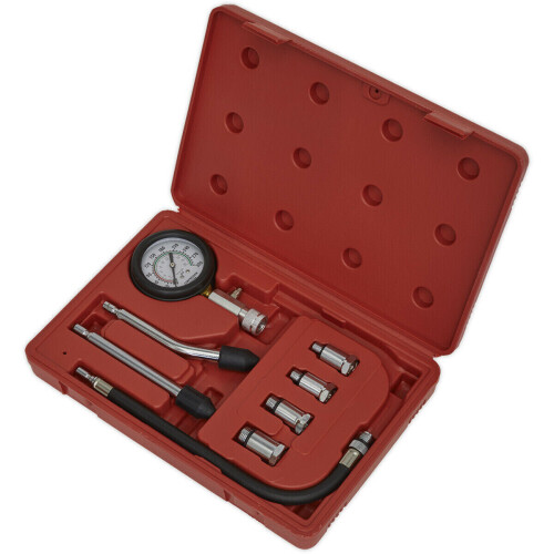 Loops 8 Piece Petrol Engine Compression Test Kit - 63mm Gauge - Connectors & Adaptors 2