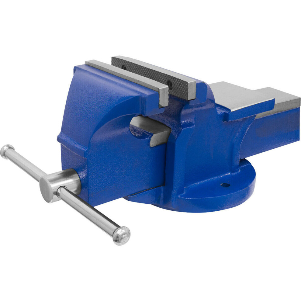 Loops Bench Mountable Fixed Base Vice - 125Mm Jaw Opening - Cast Iron - Built In Anvil