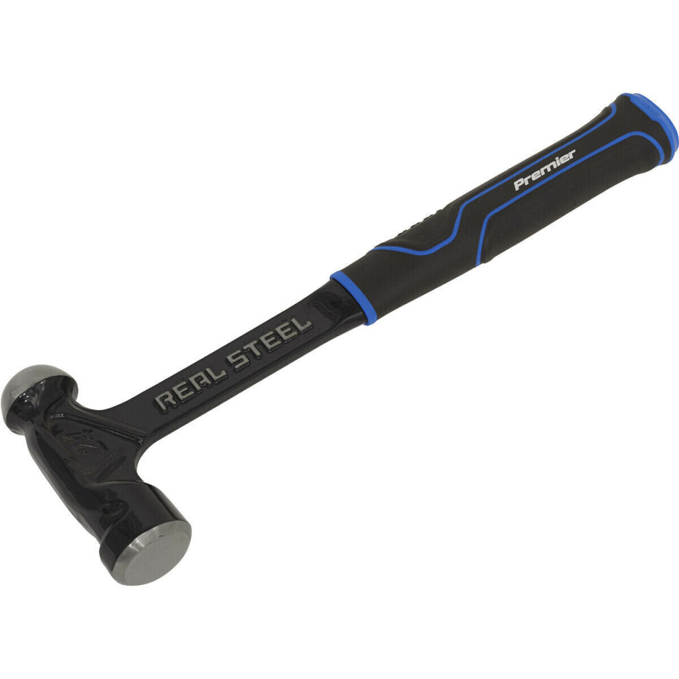 24oz One Piece Steel Ball Pein Hammer - Shock Reducing Textured Rubber Grip