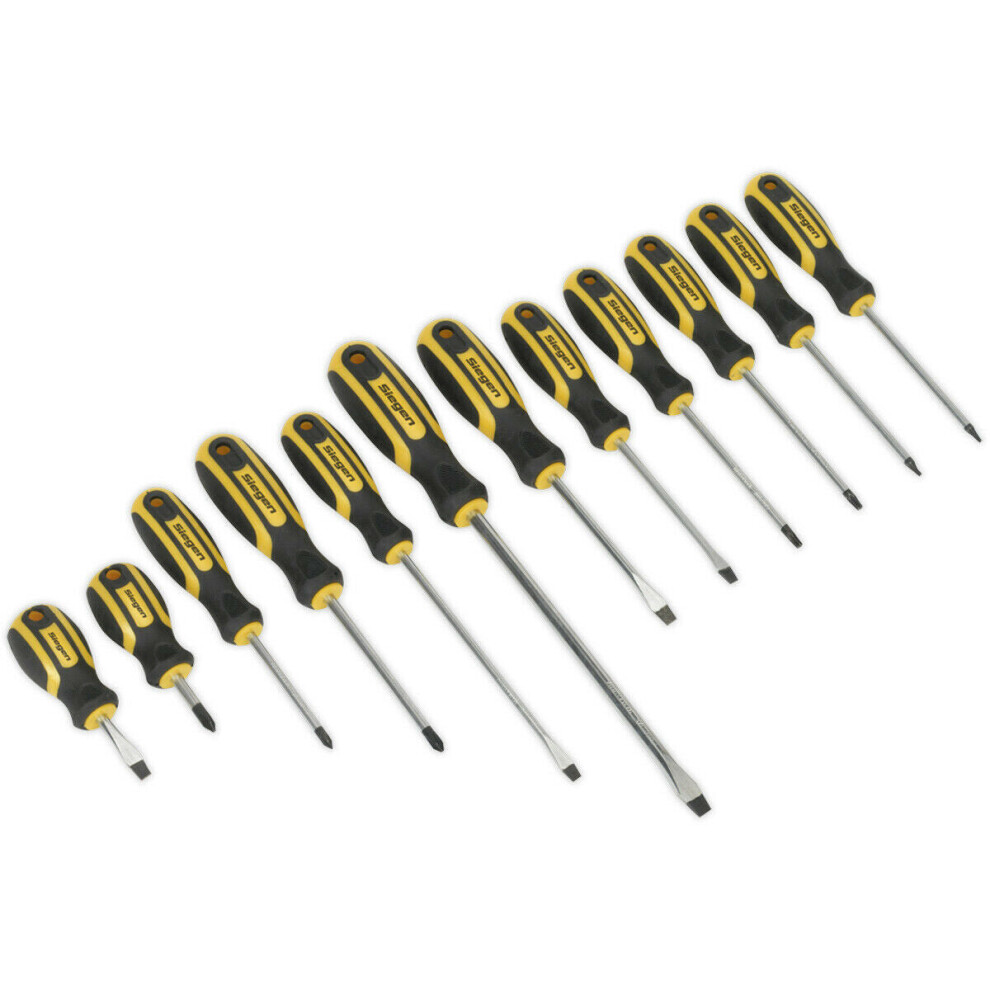 Loops 12 Pack Premium Soft Grip Handle Screwdriver Set - Slotted Phillips Trx Magnetic