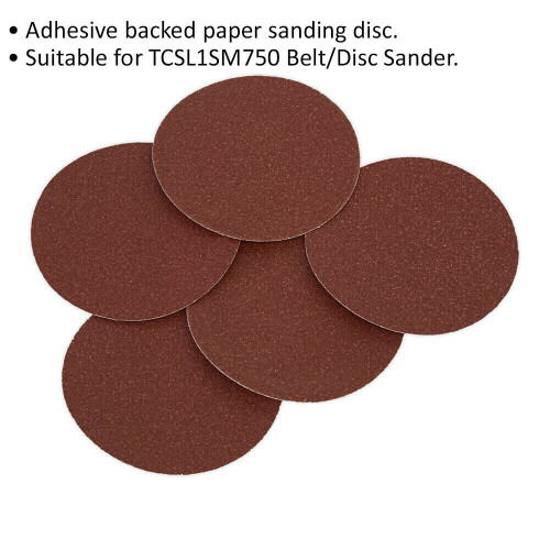 Loops 5 PACK - 125mm Self Adhesive Backed Sanding Disc - 80 Grit Aluminium Oxide Sheet 1