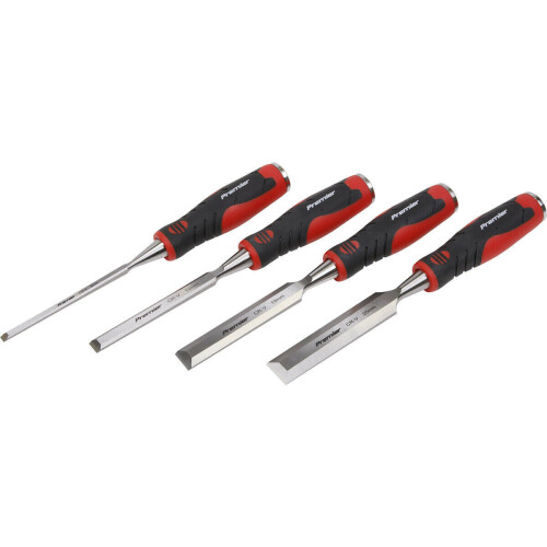 Loops 4 Piece Hammer-Thru Wood Chisel Set - Bevel Edged Blades - Storage Pouch 2