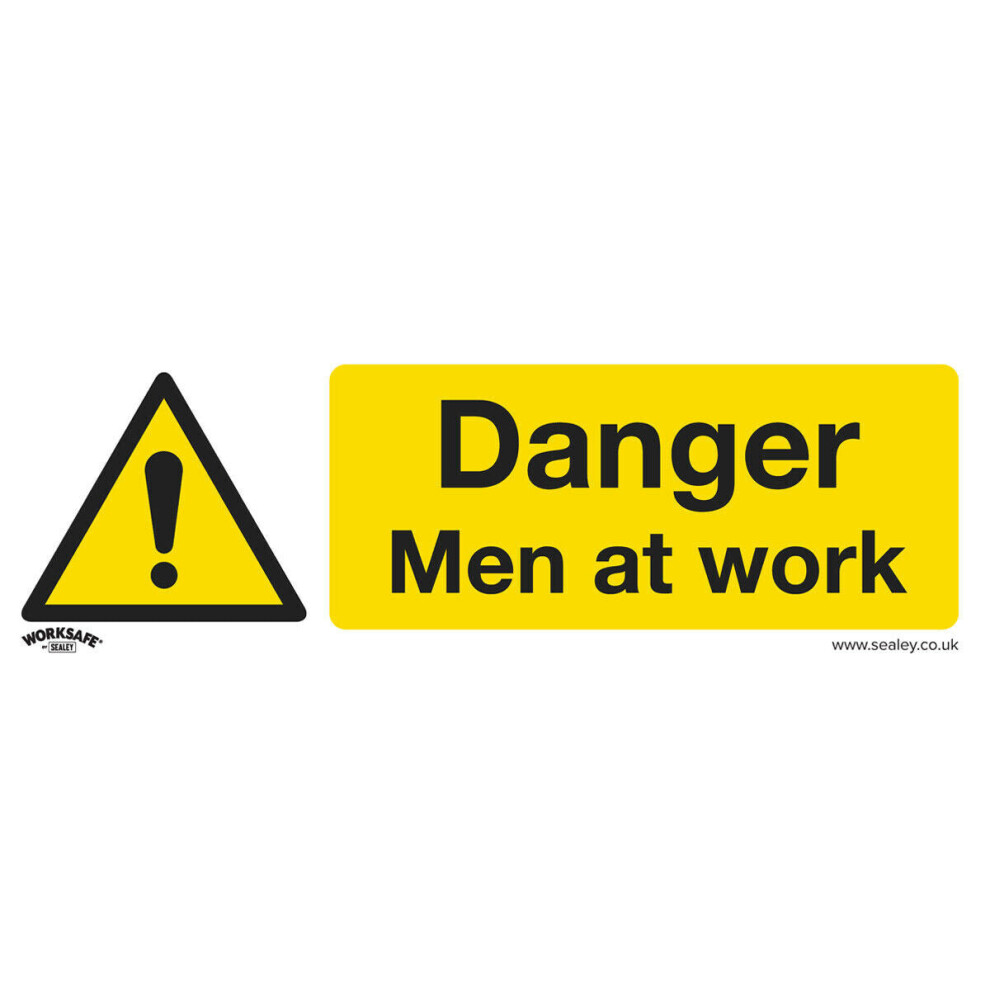 1x DANGER MEN AT WORK Health & Safety Sign - Rigid Plastic 300 x 100mm Warning