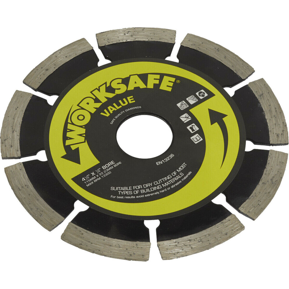 Multipurpose Diamond Blade - 115mm Diameter -22mm Bore - Dry Cutting Disc