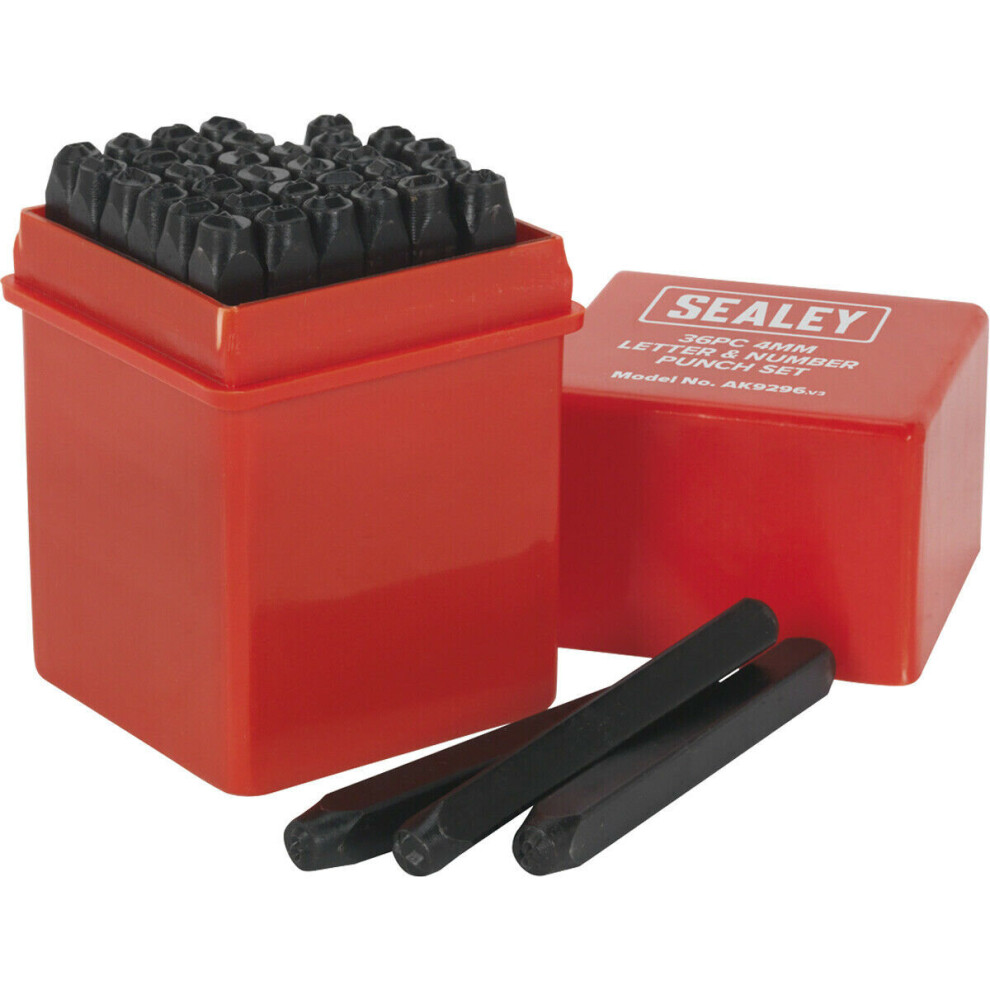 36 Piece Letter & Number Punch Set - 4mm Character Height - High Carbon Steel