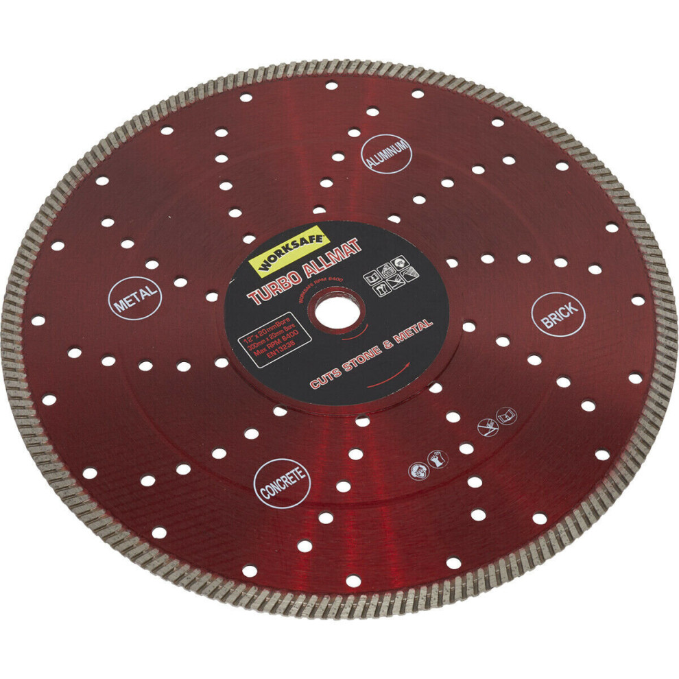 Turbo Allmat Diamond Blade - 300mm Diameter - 20mm Bore - Stone Concrete & Metal