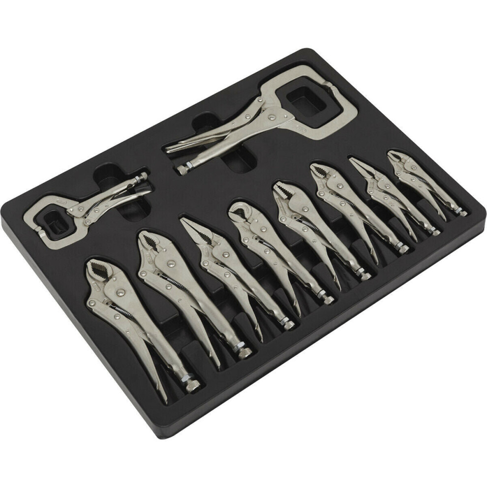 Loops 10 Piece Locking Pliers C-Clamp Set - Deep Cut Jaws - Chrome Vanadium Steel