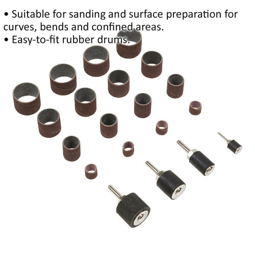 Loops 20 PACK - Spiral Band Sanding Kit - Rubber Drum & Sanding Sleeves - Various Grit 1