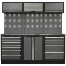 Garage Storage System Unit - 2040 x 485 x 2000mm - 38mm Stainless Steel Worktop