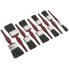 9 Piece Pure Bristle Paint Brush Set - Square Cut Ends - 12mm 25mm 38mm 50mm