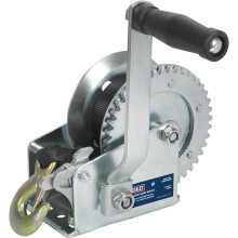 Geared Hand Winch with Webbing - 540kg Capacity - Manual Break - Hardened Steel