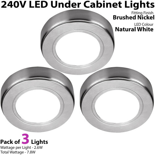 Loops 3x LED Kitchen Cabinet Spotlights *240V* NATURAL WHITE Surface Flush Mount Light 1