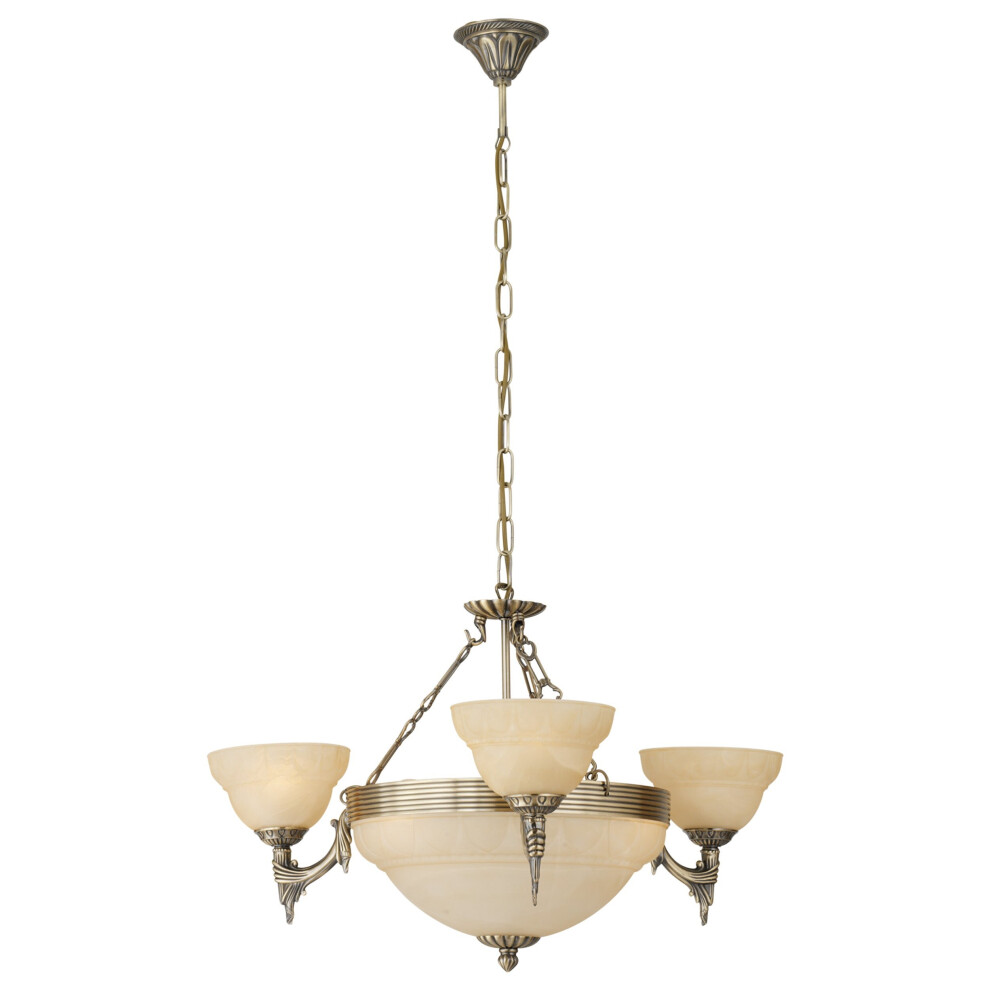 Loops Pendant Colour Bronzed Shade Champagne Glass Alabaster Bulb E14 6X60w Light