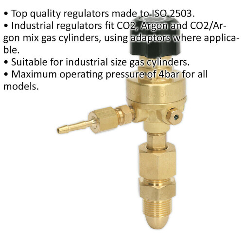 Loops Industrial MIG Gas Regulator - 4bar Max. Pressure - MIG Welding Conversion 1