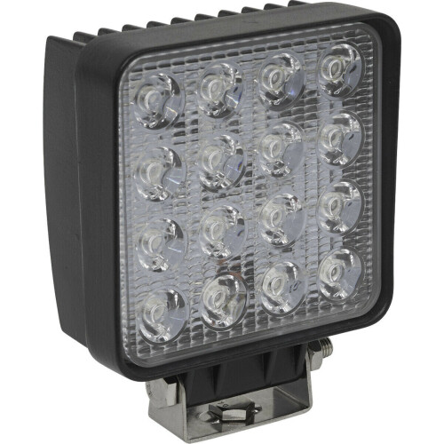 Loops Waterproof Work Light & Mounting Bracket -48W SMD LED - 108mm Square Flash Torch